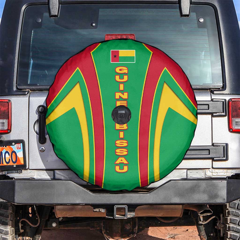 Guinea Bissau Spare Tire Cover with Red Green Yellow Stripe Design and Black Star TS04
