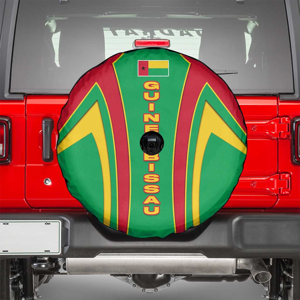 Guinea Bissau Spare Tire Cover with Red Green Yellow Stripe Design and Black Star TS04