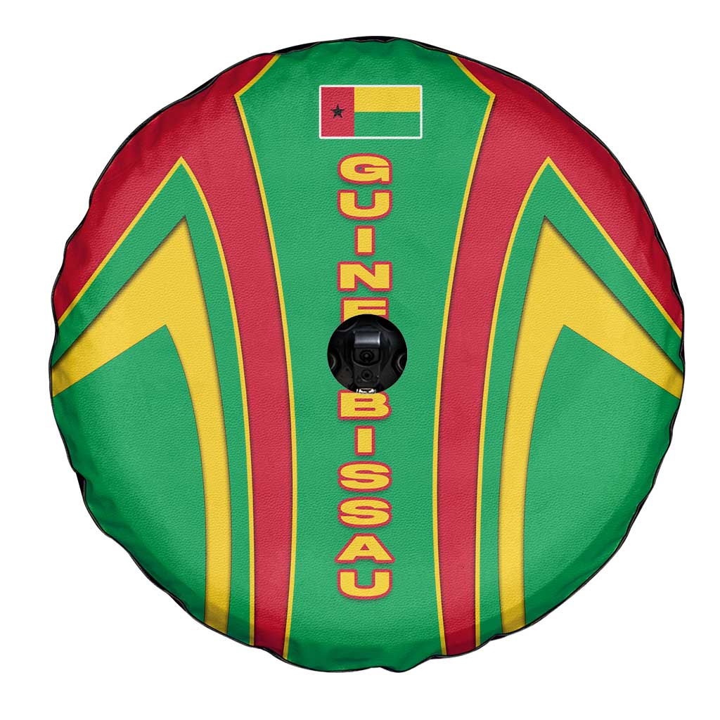 Guinea Bissau Spare Tire Cover with Red Green Yellow Stripe Design and Black Star TS04