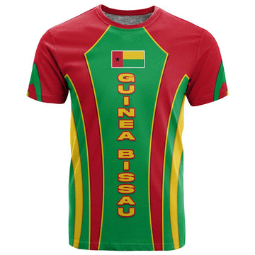 Guinea Bissau T shirt Red Green Yellow Stripe Design and Black Star TS04