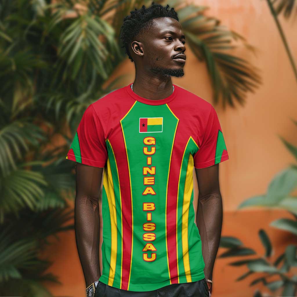 Guinea Bissau T shirt Red Green Yellow Stripe Design and Black Star TS04