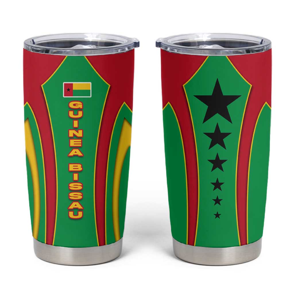 Guinea Bissau Tumbler Cup Red Green Yellow Stripe Design and Black Star TS04