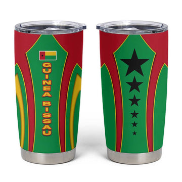 Guinea Bissau Tumbler Cup Red Green Yellow Stripe Design and Black Star TS04