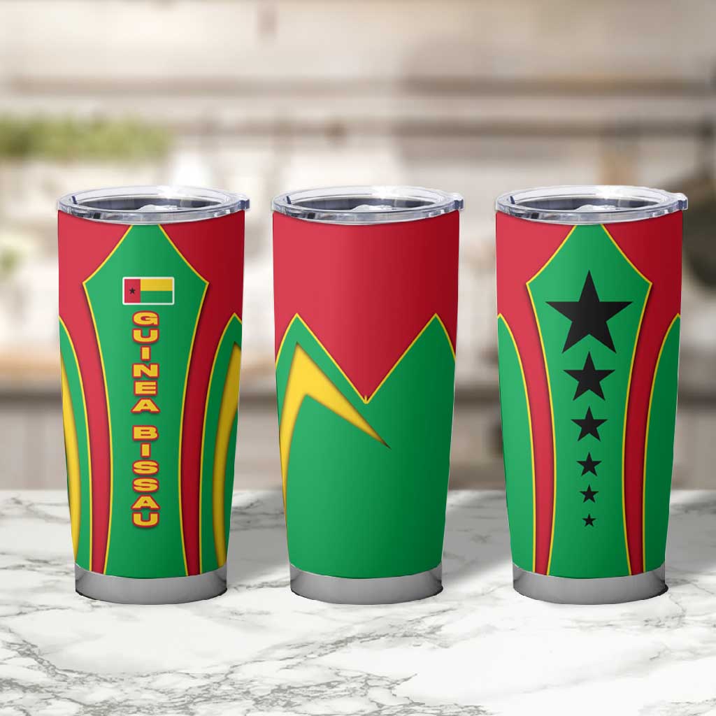 Guinea Bissau Tumbler Cup Red Green Yellow Stripe Design and Black Star TS04