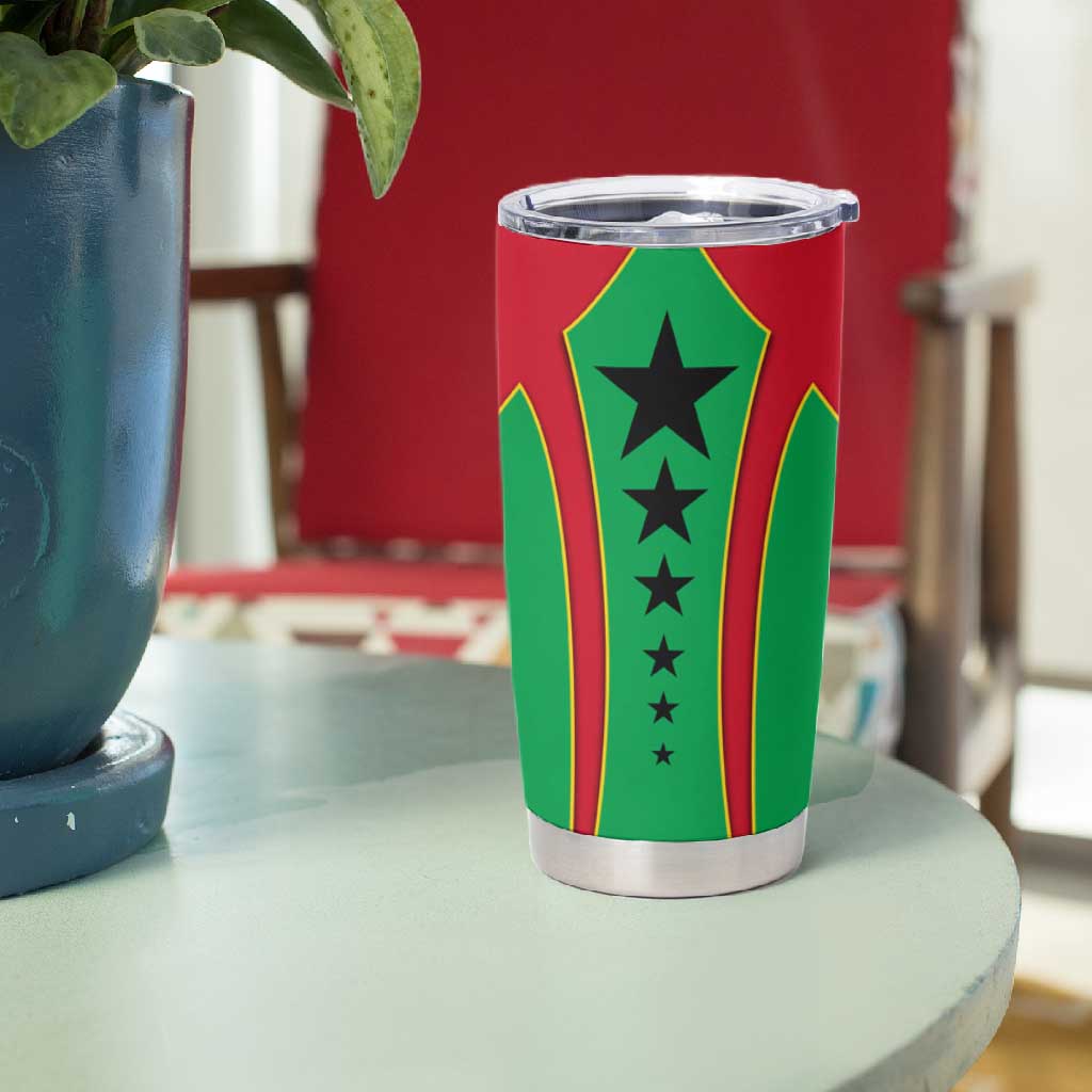 Guinea Bissau Tumbler Cup Red Green Yellow Stripe Design and Black Star TS04
