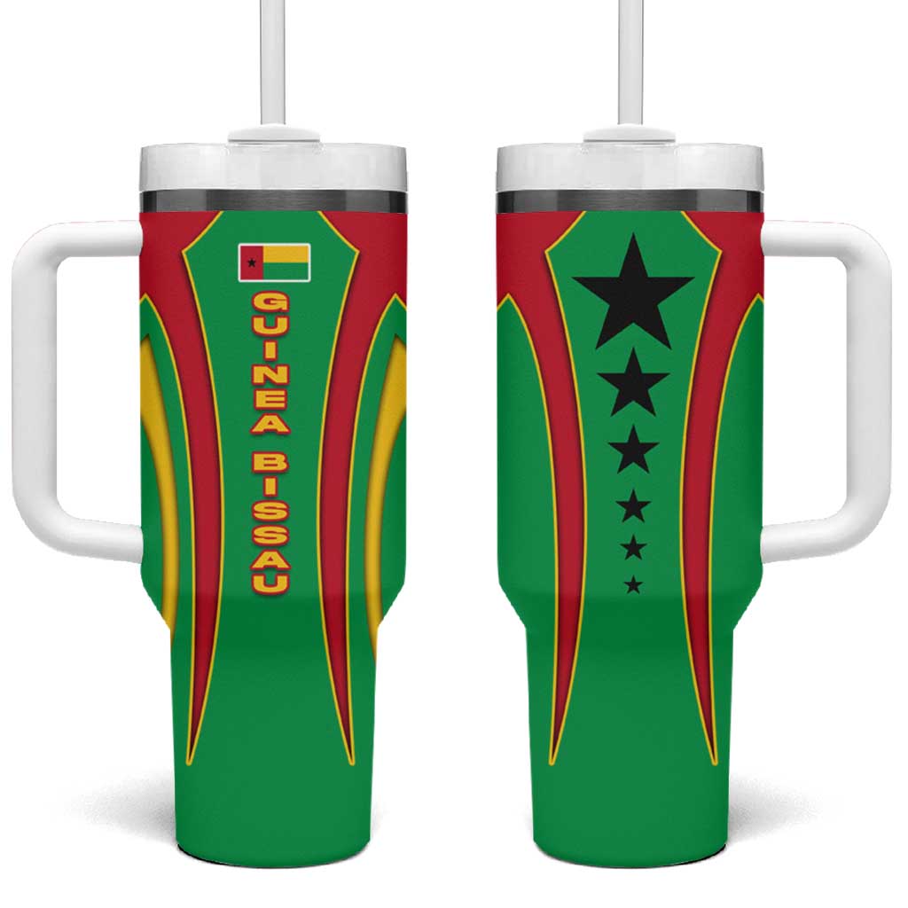 Guinea Bissau Tumbler With Handle Red Green Yellow Stripe Design and Black Star TS04