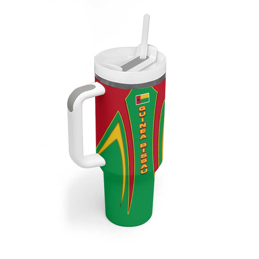 Guinea Bissau Tumbler With Handle Red Green Yellow Stripe Design and Black Star TS04