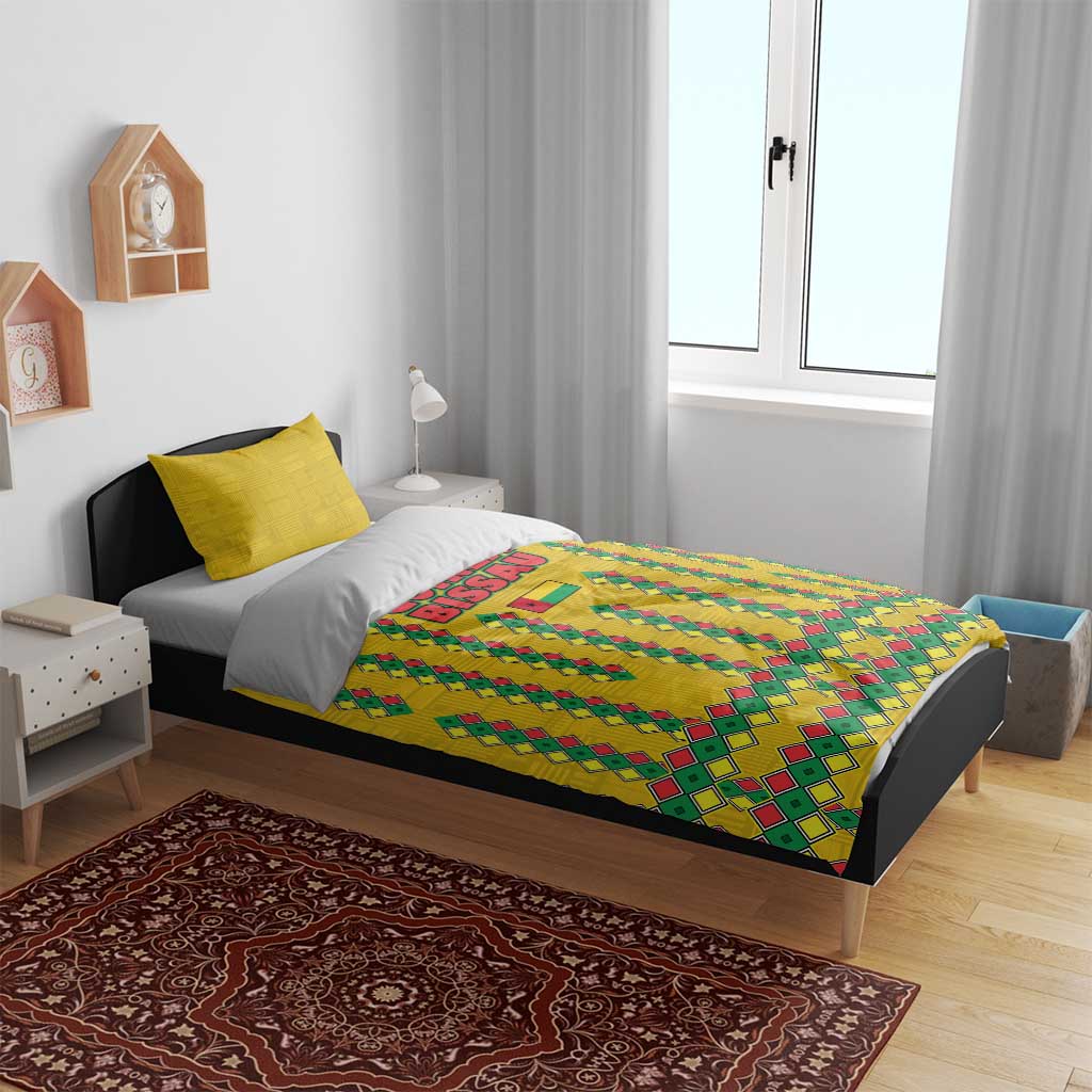 Guinea Bissau Bedding Set Yellow Tribal Geometric Design and National Flag TS04