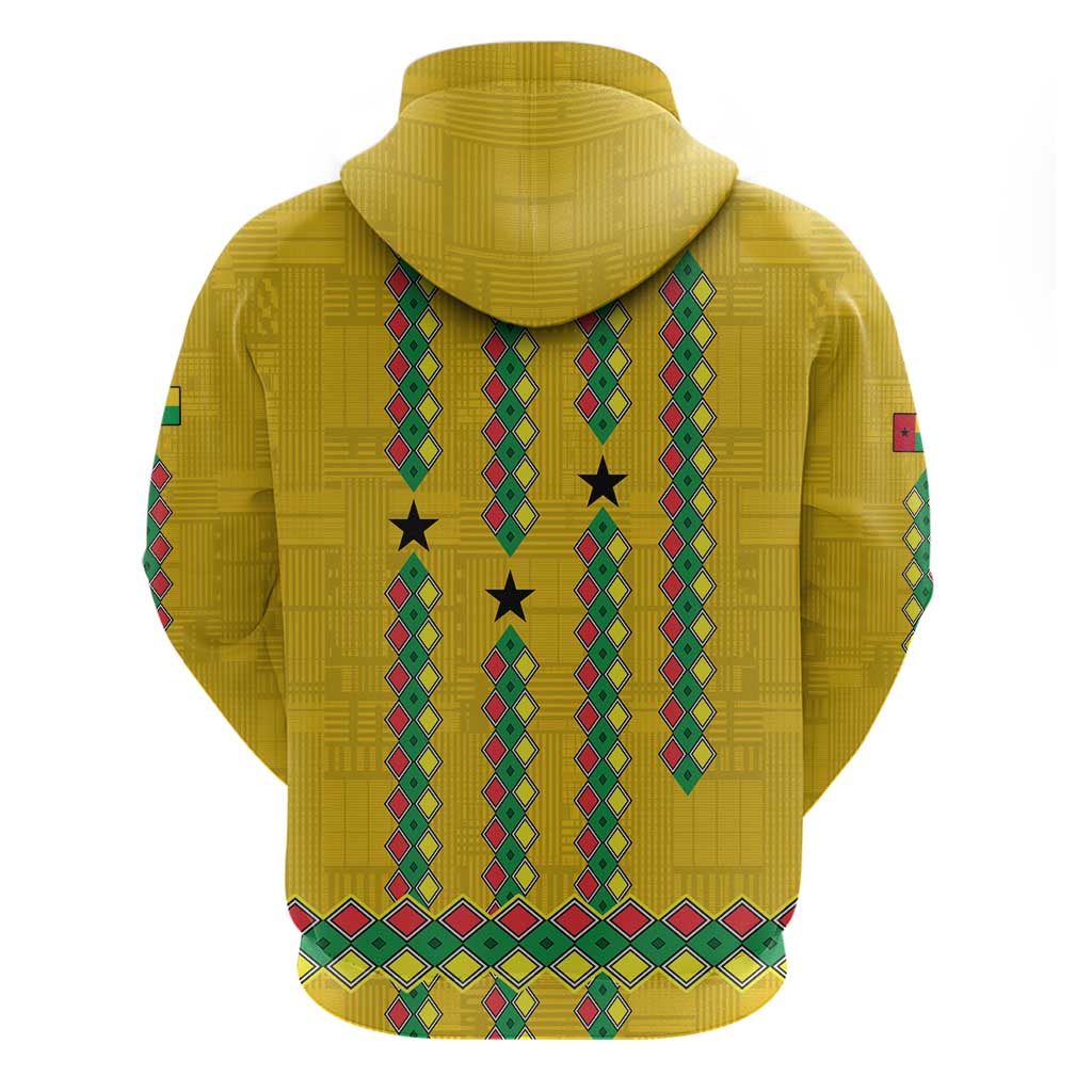 Guinea Bissau Hoodie with Yellow Tribal Geometric Design and National Flag TS04