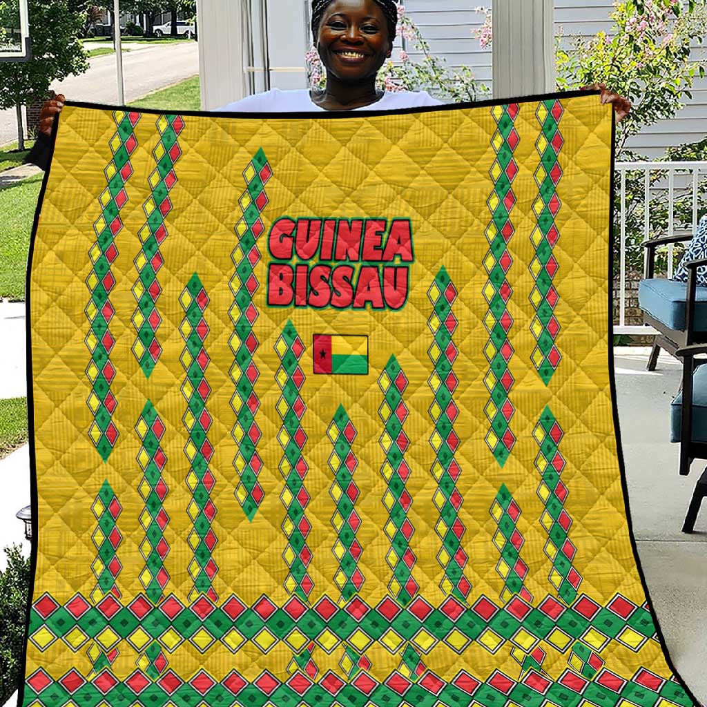 Guinea Bissau Quilt Yellow Tribal Geometric Design and National Flag TS04