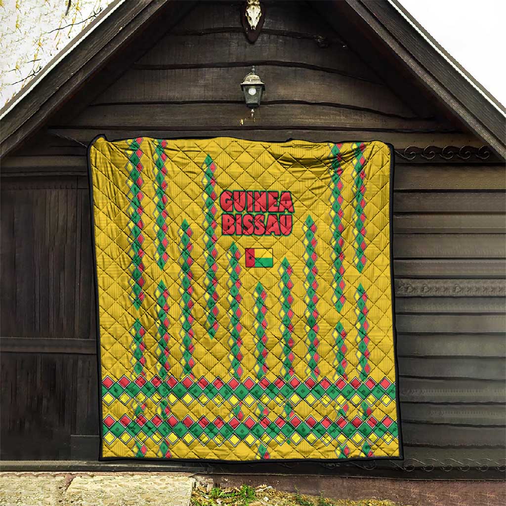 Guinea Bissau Quilt Yellow Tribal Geometric Design and National Flag TS04
