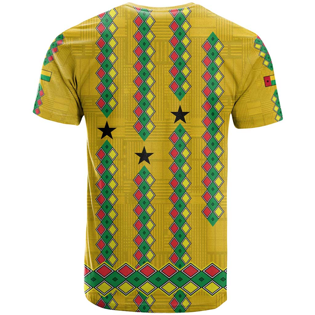 Guinea Bissau T shirt Yellow Tribal Geometric Design and National Flag TS04