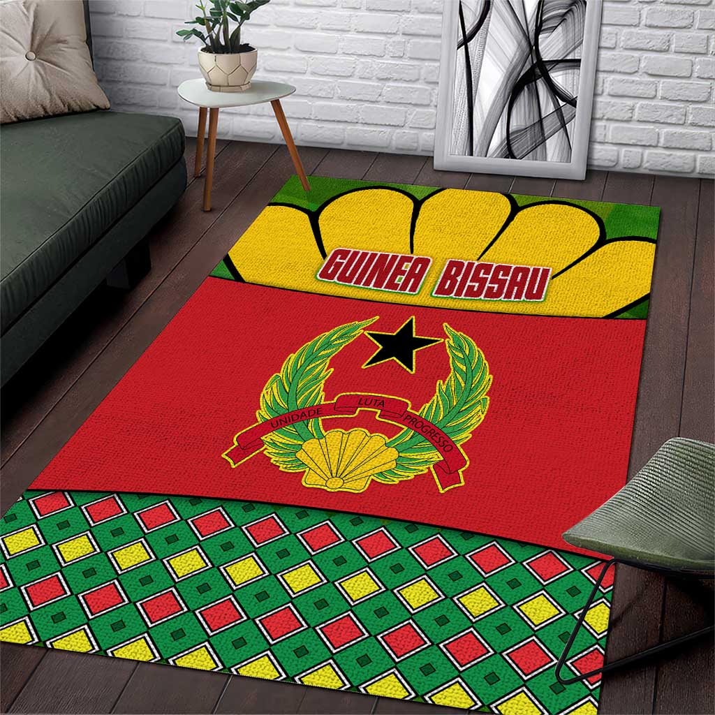 Guinea Bissau Area Rug Red Yellow Green Geometric TS04