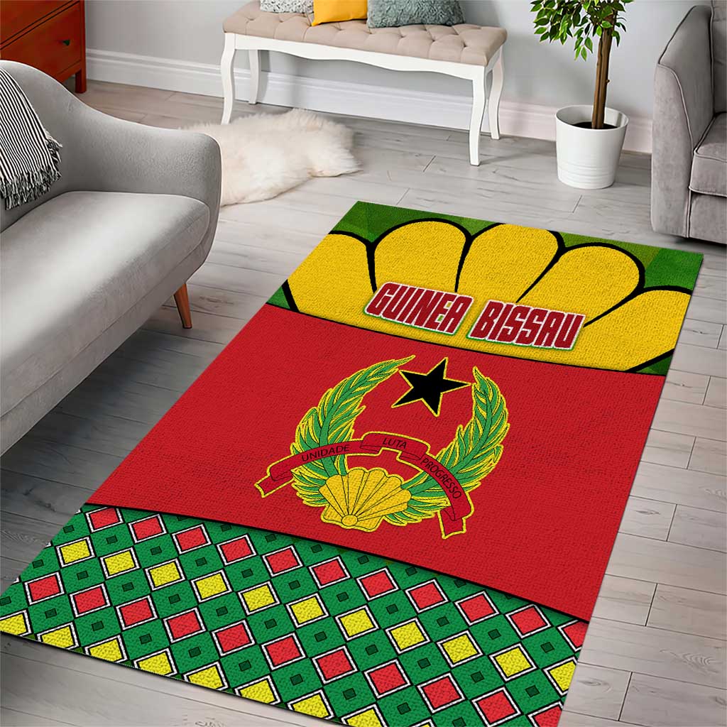 Guinea Bissau Area Rug Red Yellow Green Geometric TS04