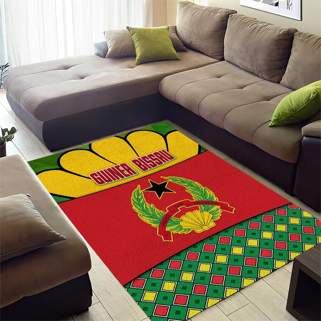 Guinea Bissau Area Rug Red Yellow Green Geometric TS04