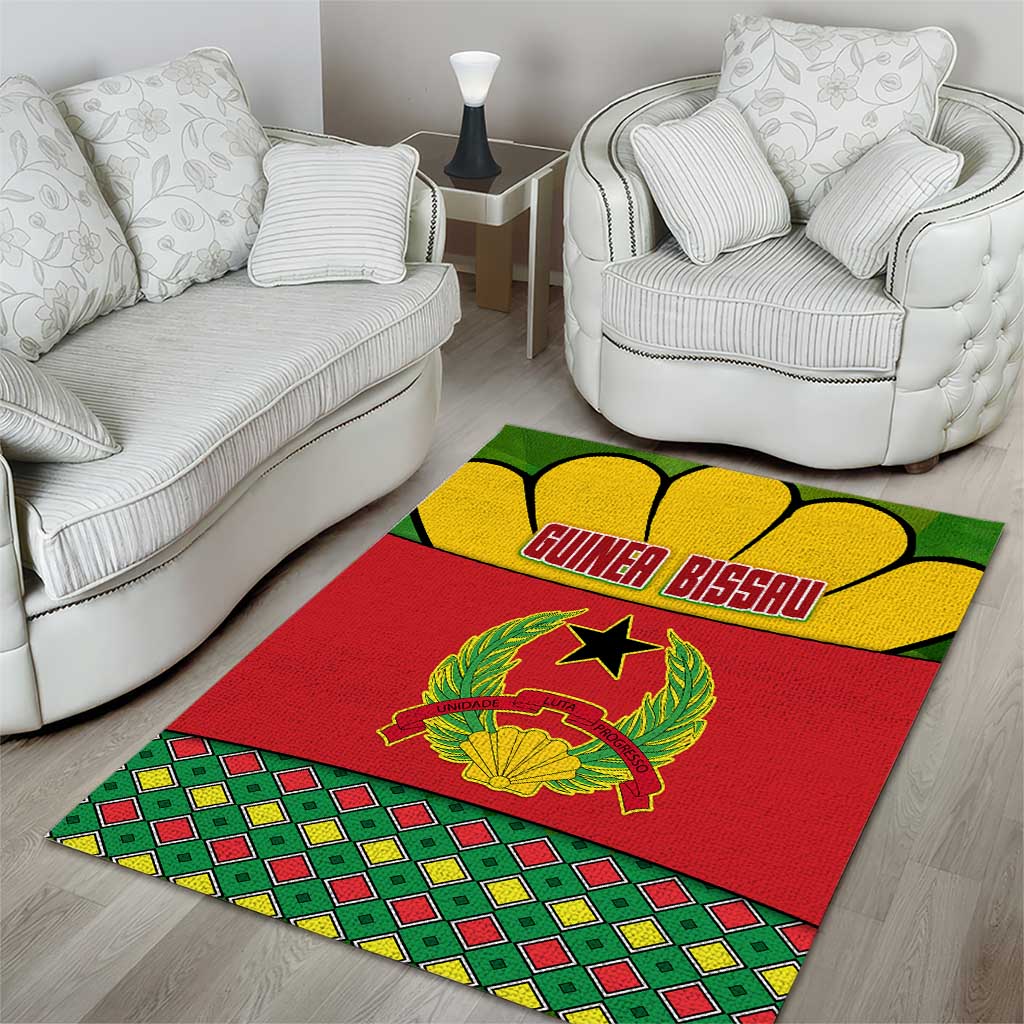 Guinea Bissau Area Rug Red Yellow Green Geometric TS04