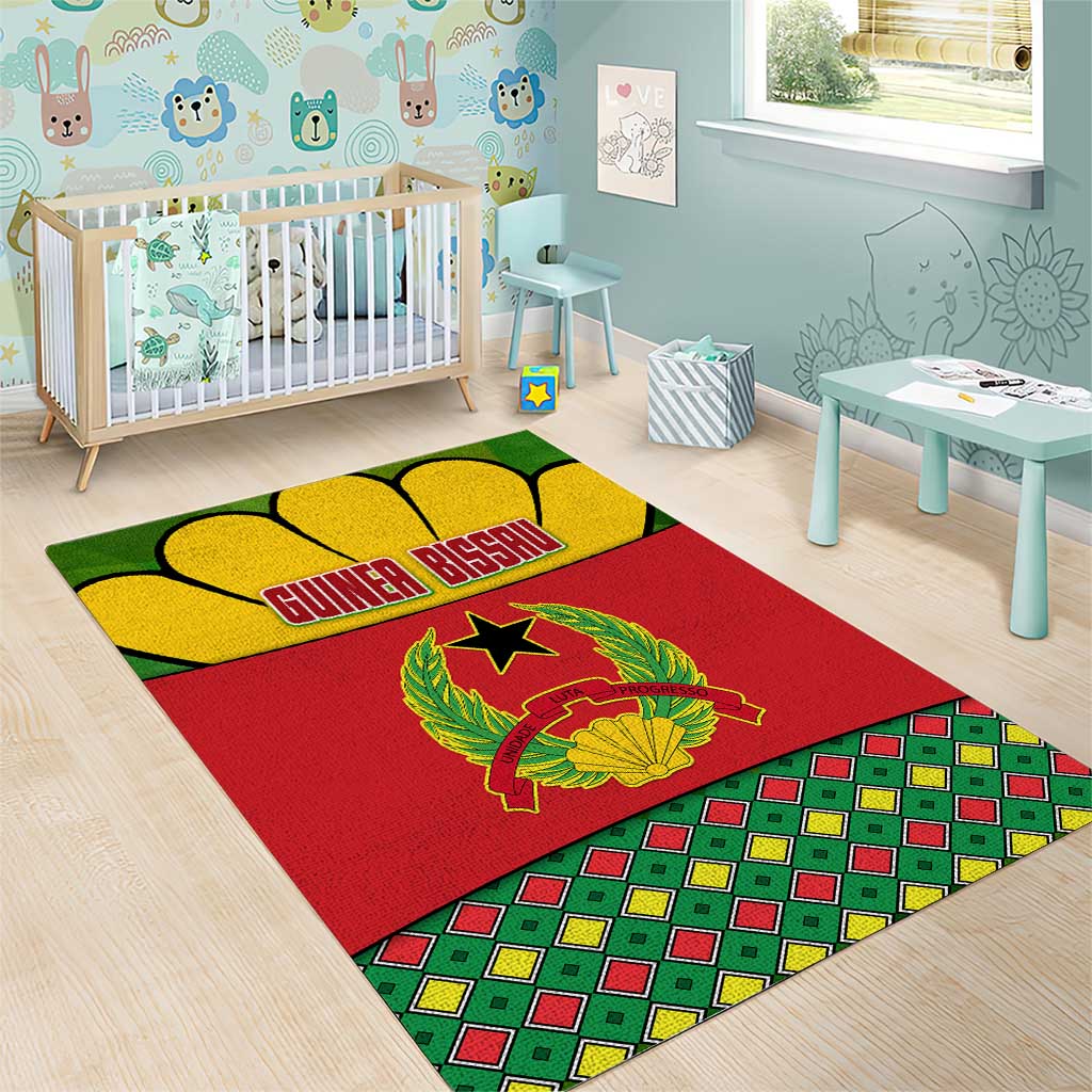 Guinea Bissau Area Rug Red Yellow Green Geometric TS04
