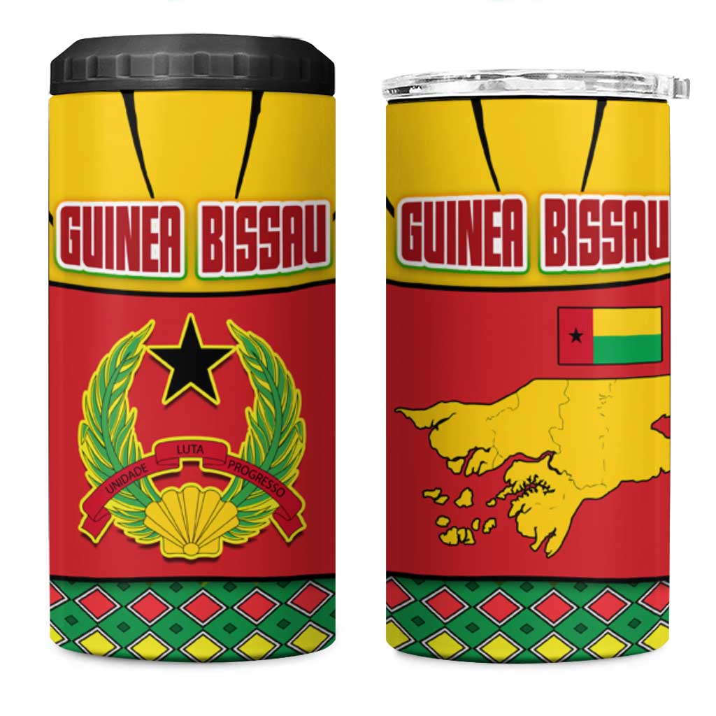 Guinea Bissau 4 in 1 Can Cooler Tumbler Red Yellow Green Geometric TS04