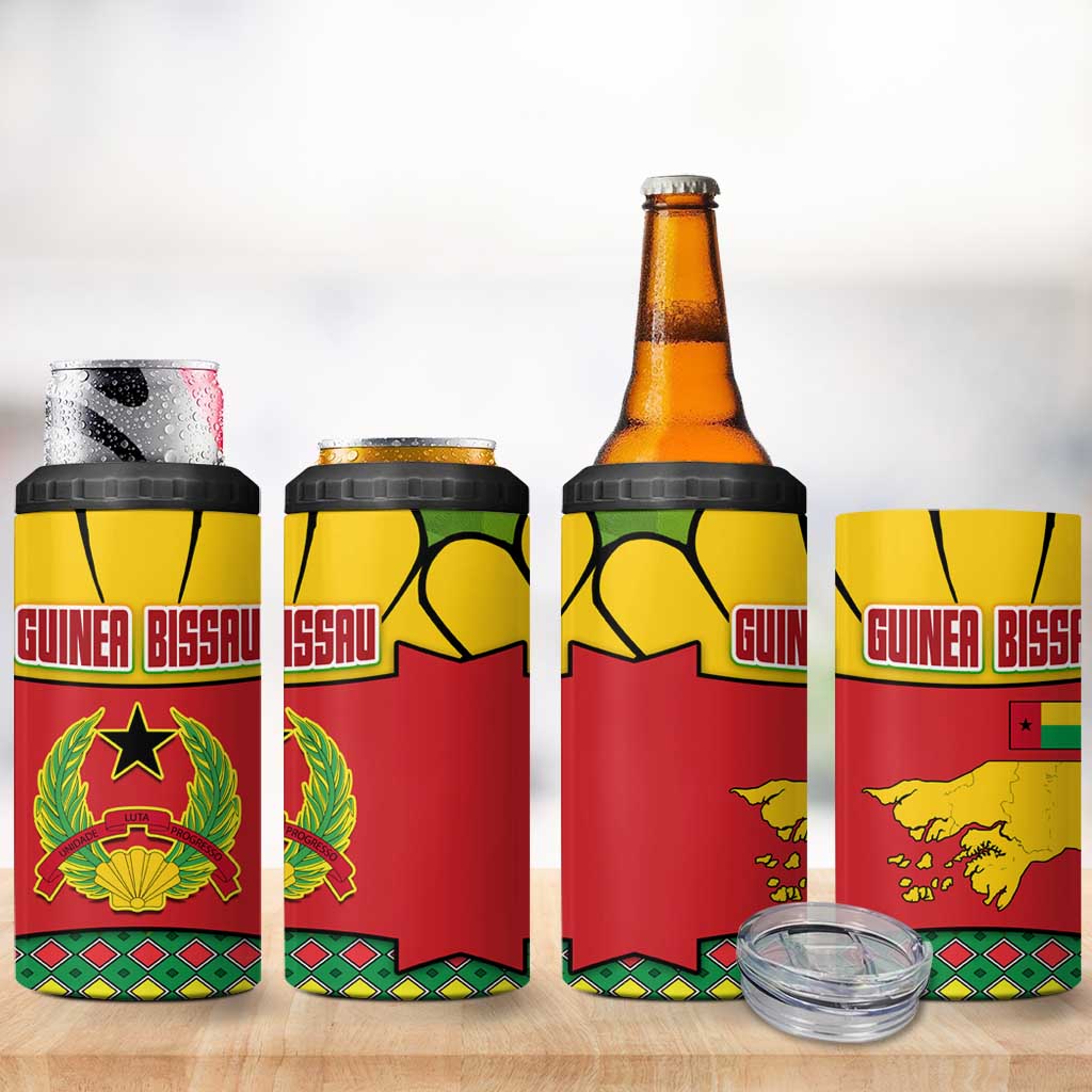 Guinea Bissau 4 in 1 Can Cooler Tumbler Red Yellow Green Geometric TS04