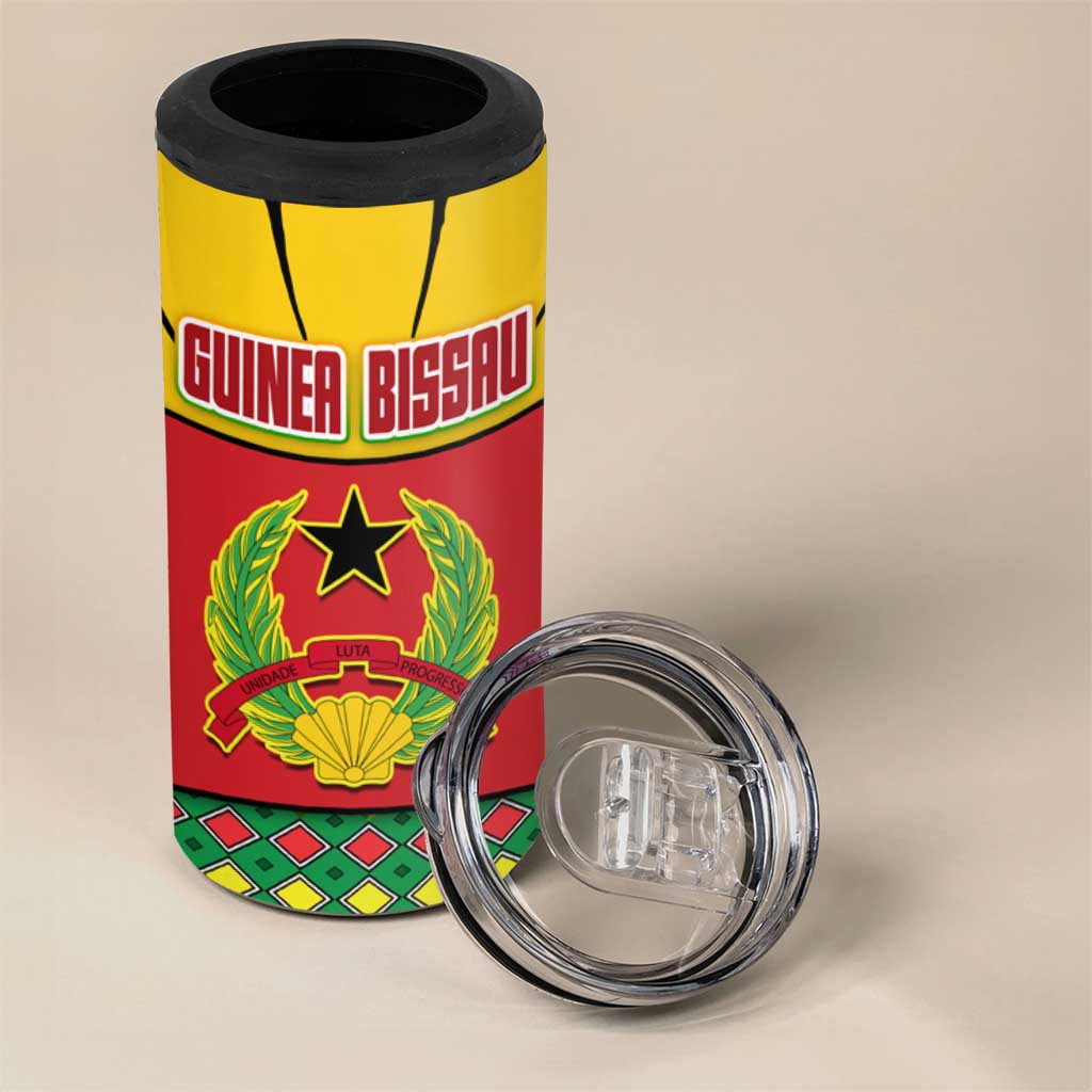 Guinea Bissau 4 in 1 Can Cooler Tumbler Red Yellow Green Geometric TS04