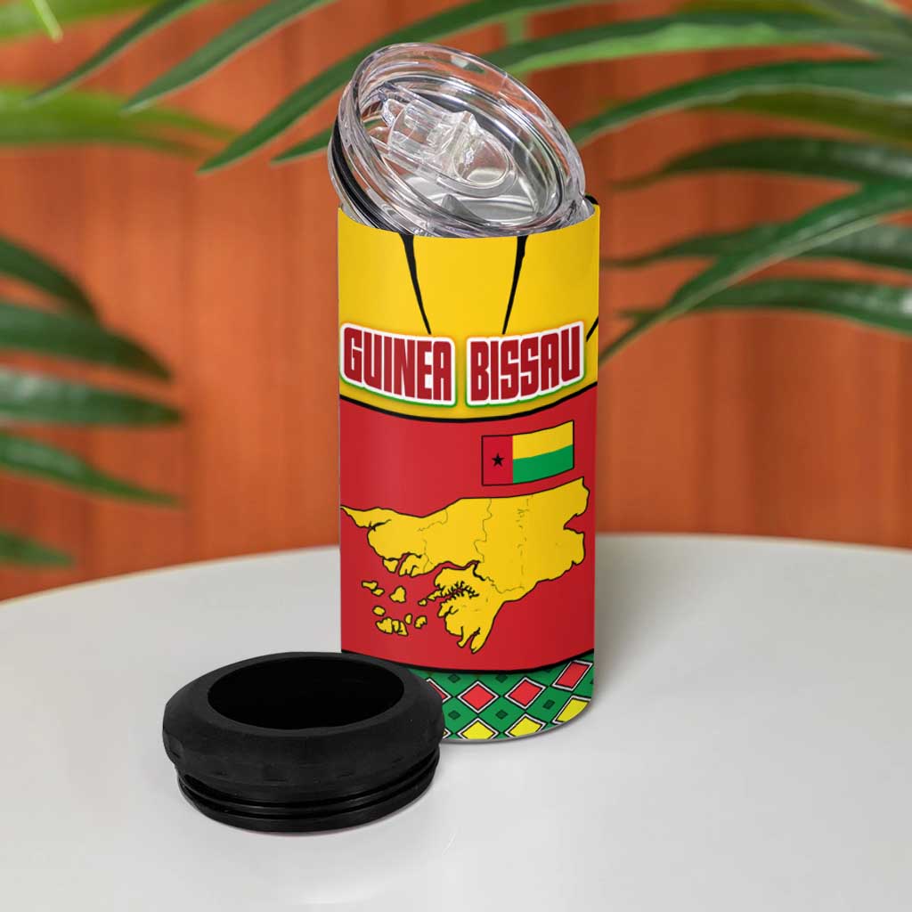 Guinea Bissau 4 in 1 Can Cooler Tumbler Red Yellow Green Geometric TS04