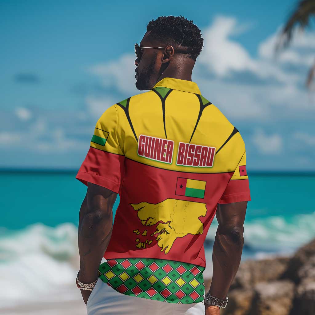 Guinea Bissau Hawaiian Shirt Red Yellow Green Geometric TS04