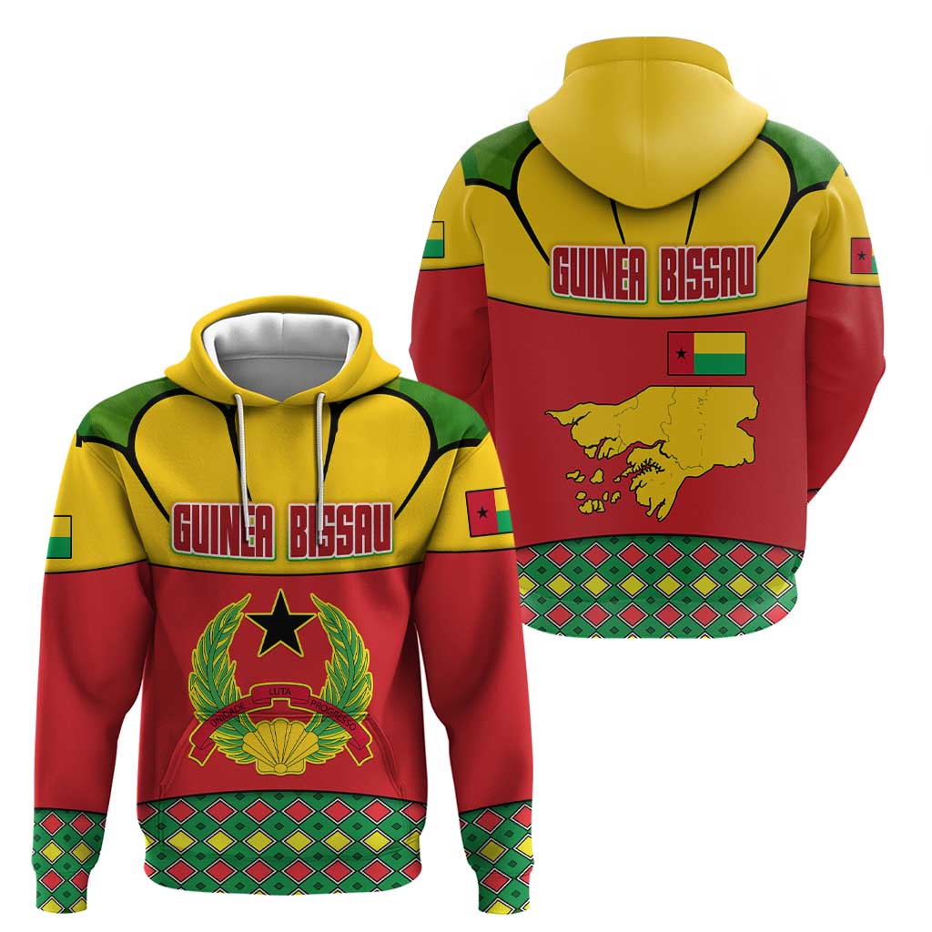 Guinea Bissau Hoodie with Red Yellow Green Geometric Design TS04