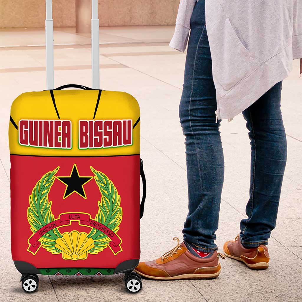 Guinea Bissau Luggage Cover with Red Yellow Green Geometric Design TS04