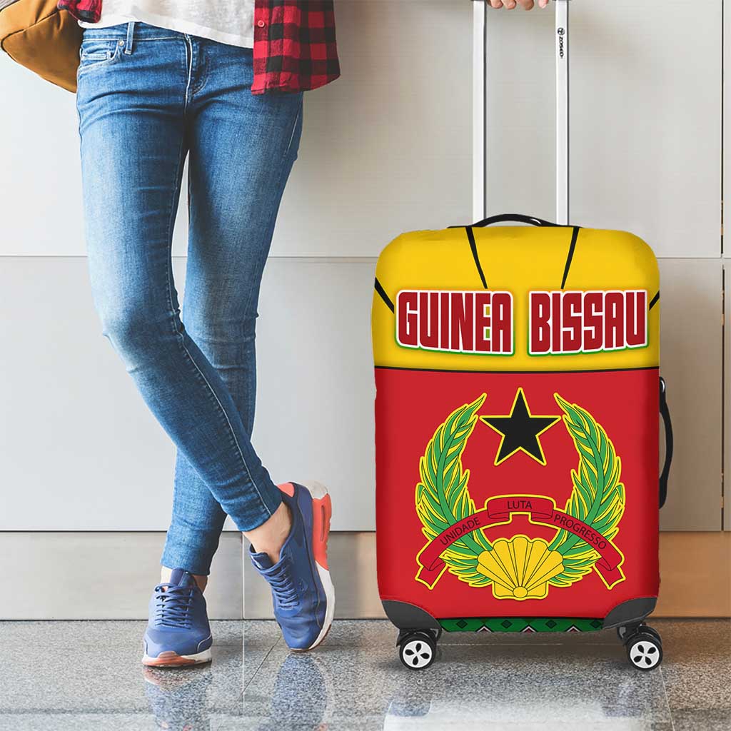 Guinea Bissau Luggage Cover with Red Yellow Green Geometric Design TS04