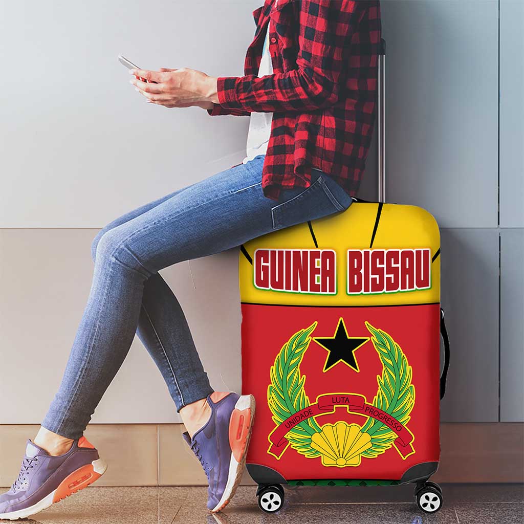Guinea Bissau Luggage Cover with Red Yellow Green Geometric Design TS04