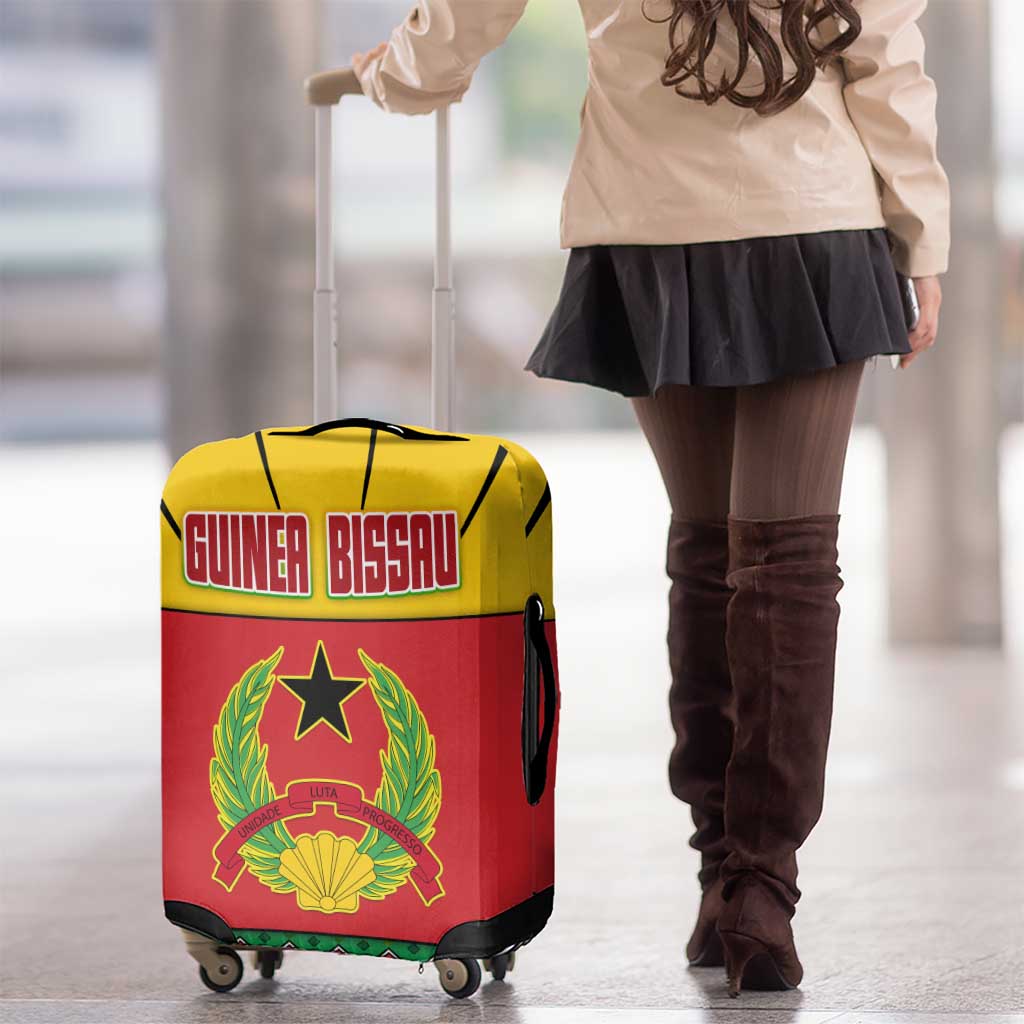 Guinea Bissau Luggage Cover with Red Yellow Green Geometric Design TS04
