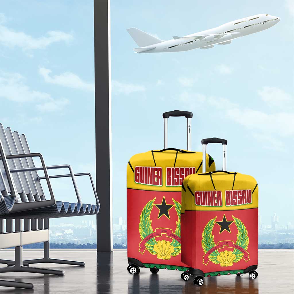Guinea Bissau Luggage Cover with Red Yellow Green Geometric Design TS04