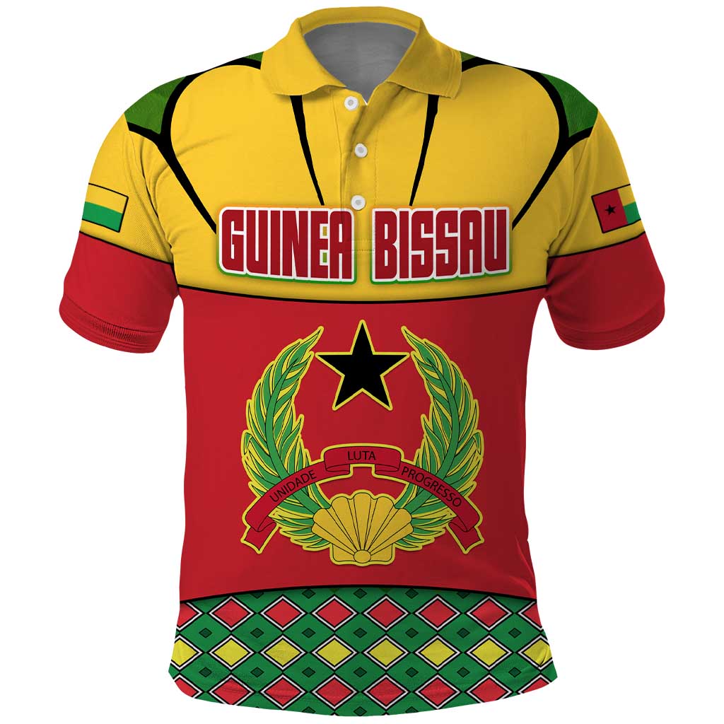 Guinea Bissau Polo Shirt with Red Yellow Green Geometric Design TS04