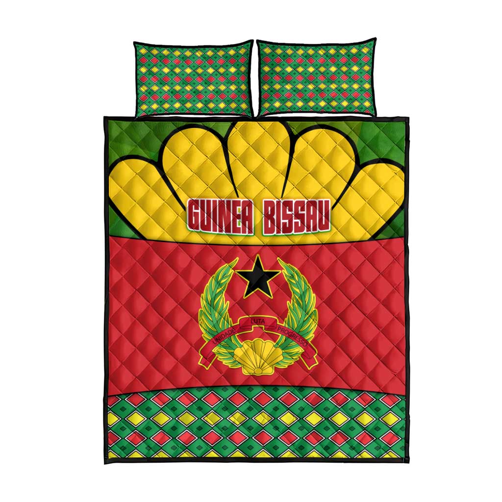 Guinea Bissau Quilt Bed Set Red Yellow Green Geometric TS04