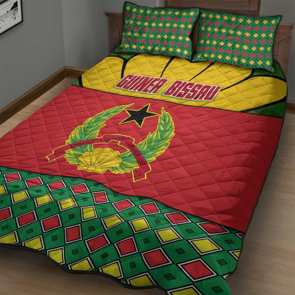 Guinea Bissau Quilt Bed Set Red Yellow Green Geometric TS04