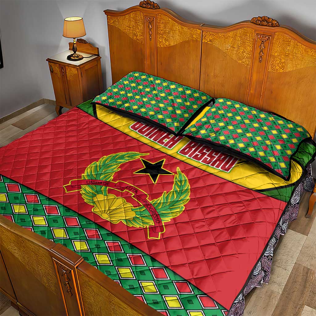 Guinea Bissau Quilt Bed Set Red Yellow Green Geometric TS04