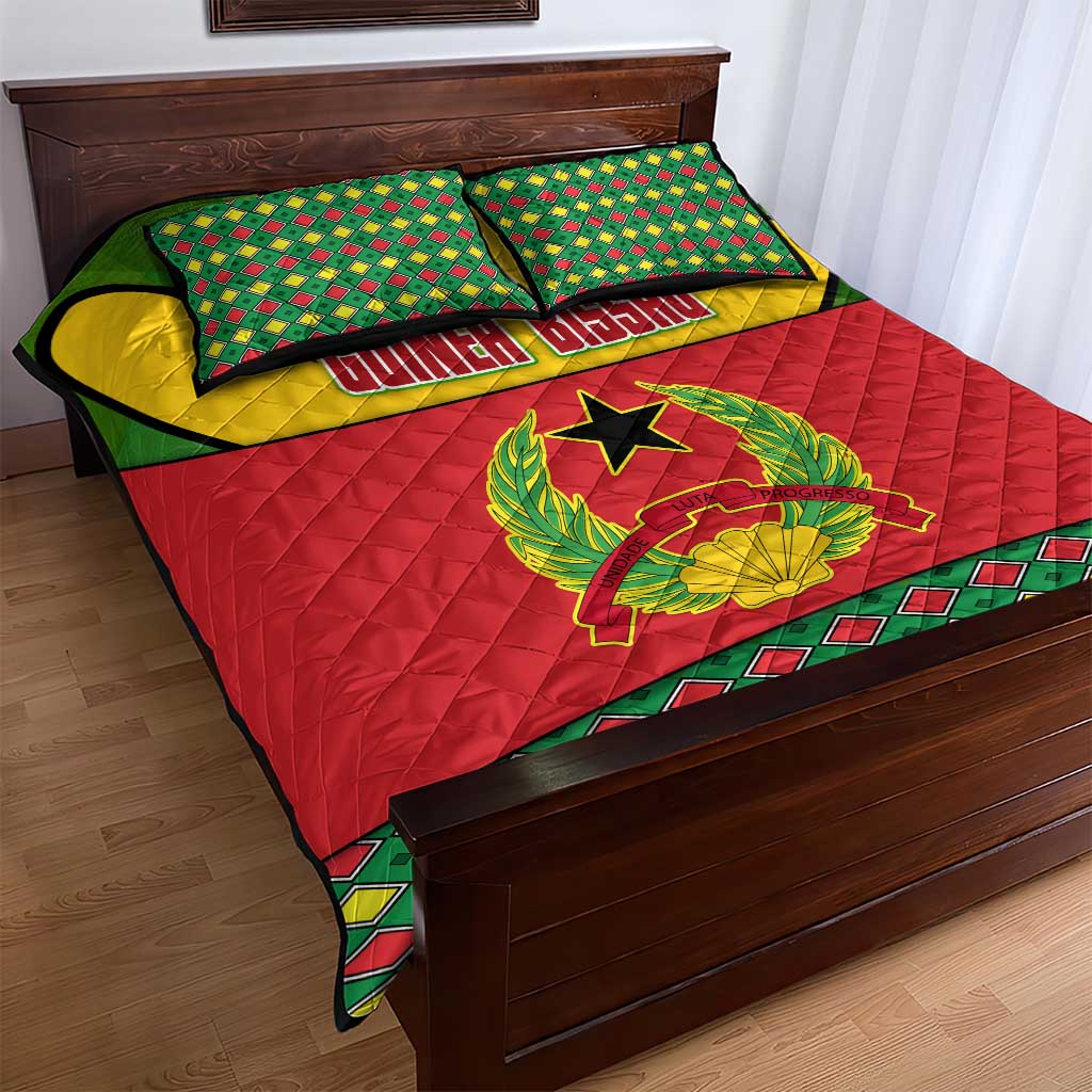 Guinea Bissau Quilt Bed Set Red Yellow Green Geometric TS04