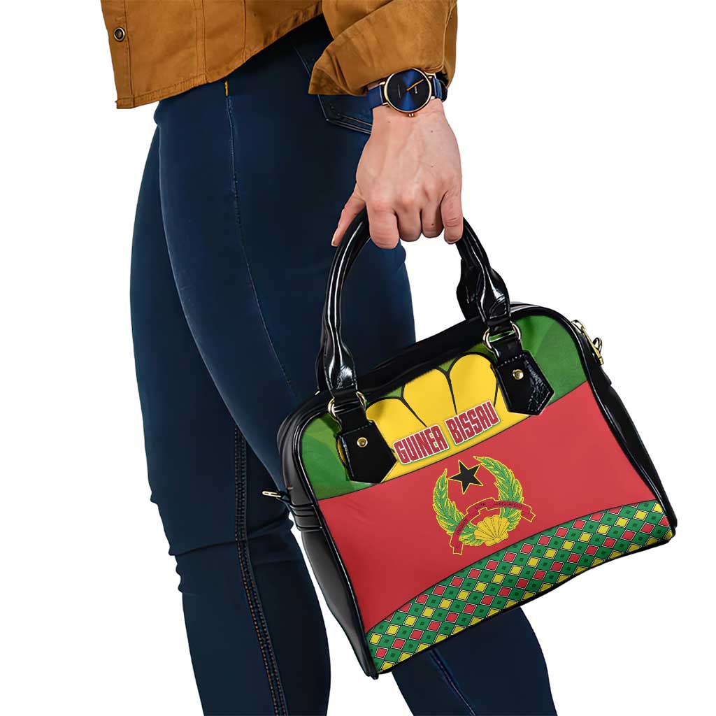 Guinea Bissau Shoulder Handbag with Red Yellow Green Geometric Design TS04