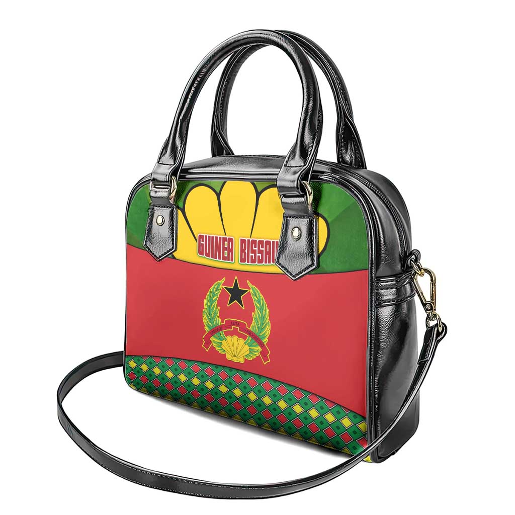 Guinea Bissau Shoulder Handbag with Red Yellow Green Geometric Design TS04