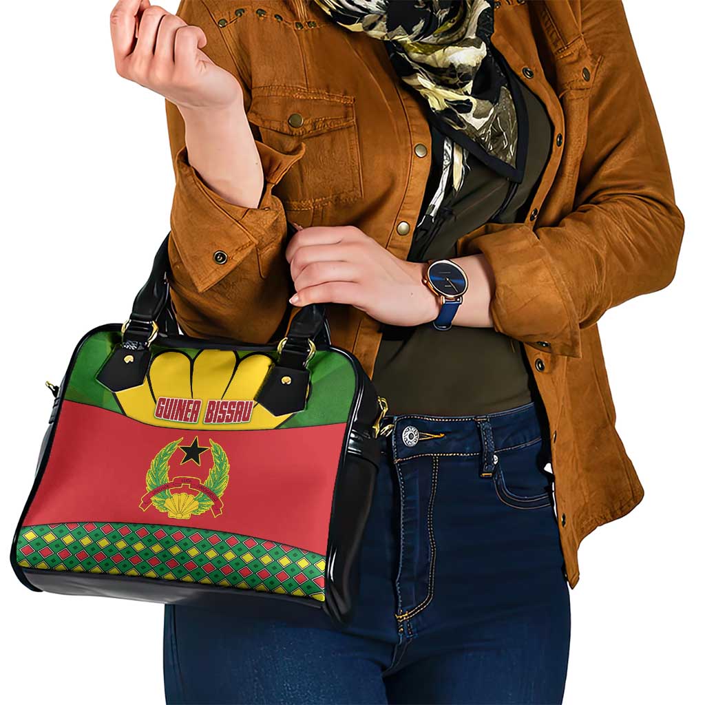 Guinea Bissau Shoulder Handbag with Red Yellow Green Geometric Design TS04