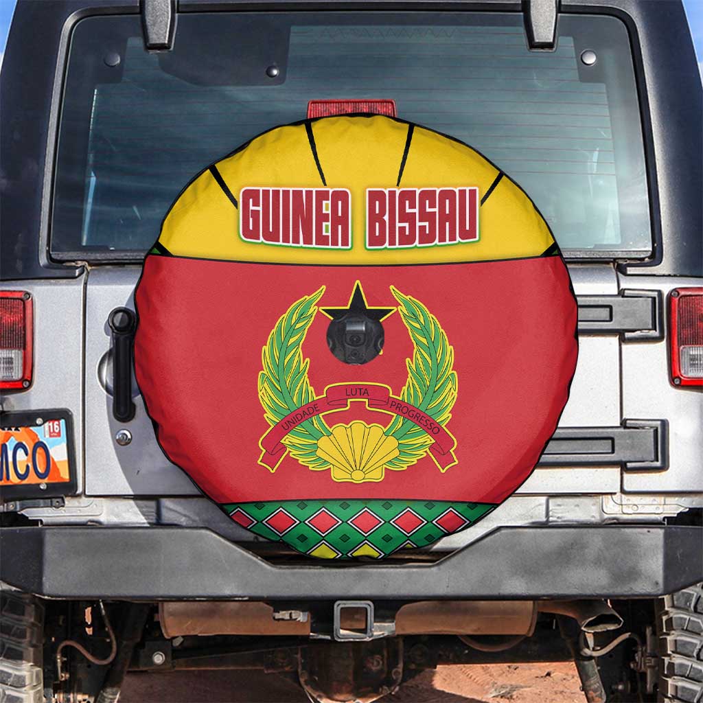 Guinea Bissau Spare Tire Cover with Red Yellow Green Geometric Design TS04