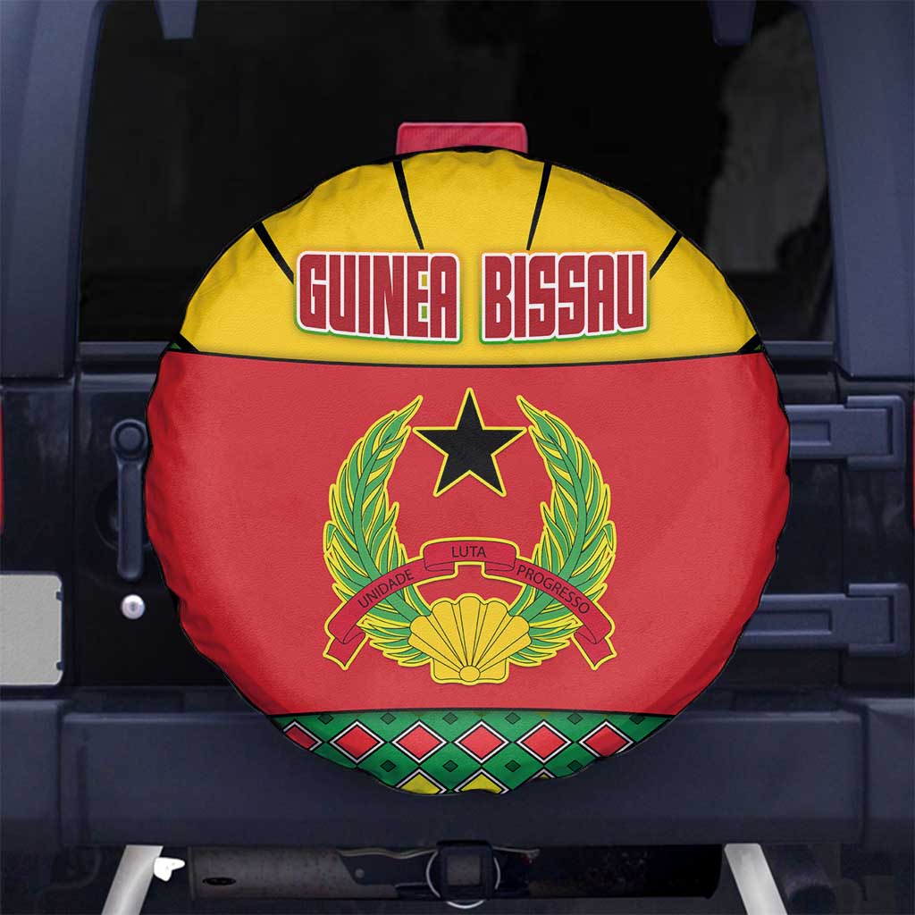 Guinea Bissau Spare Tire Cover with Red Yellow Green Geometric Design TS04