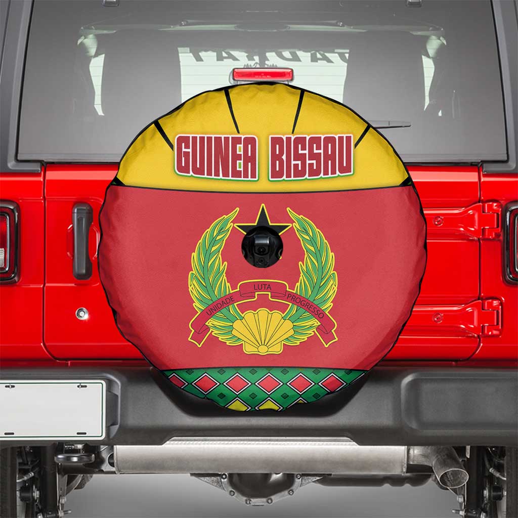 Guinea Bissau Spare Tire Cover with Red Yellow Green Geometric Design TS04