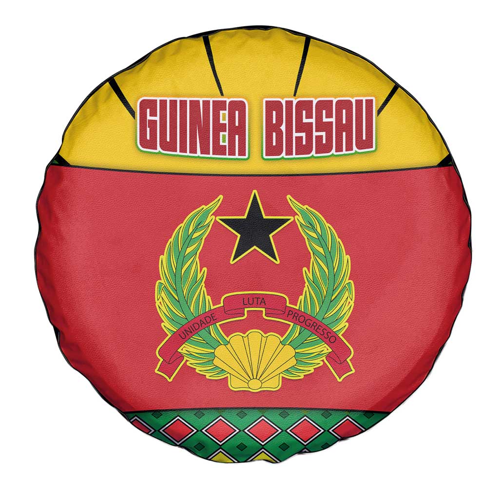 Guinea Bissau Spare Tire Cover with Red Yellow Green Geometric Design TS04