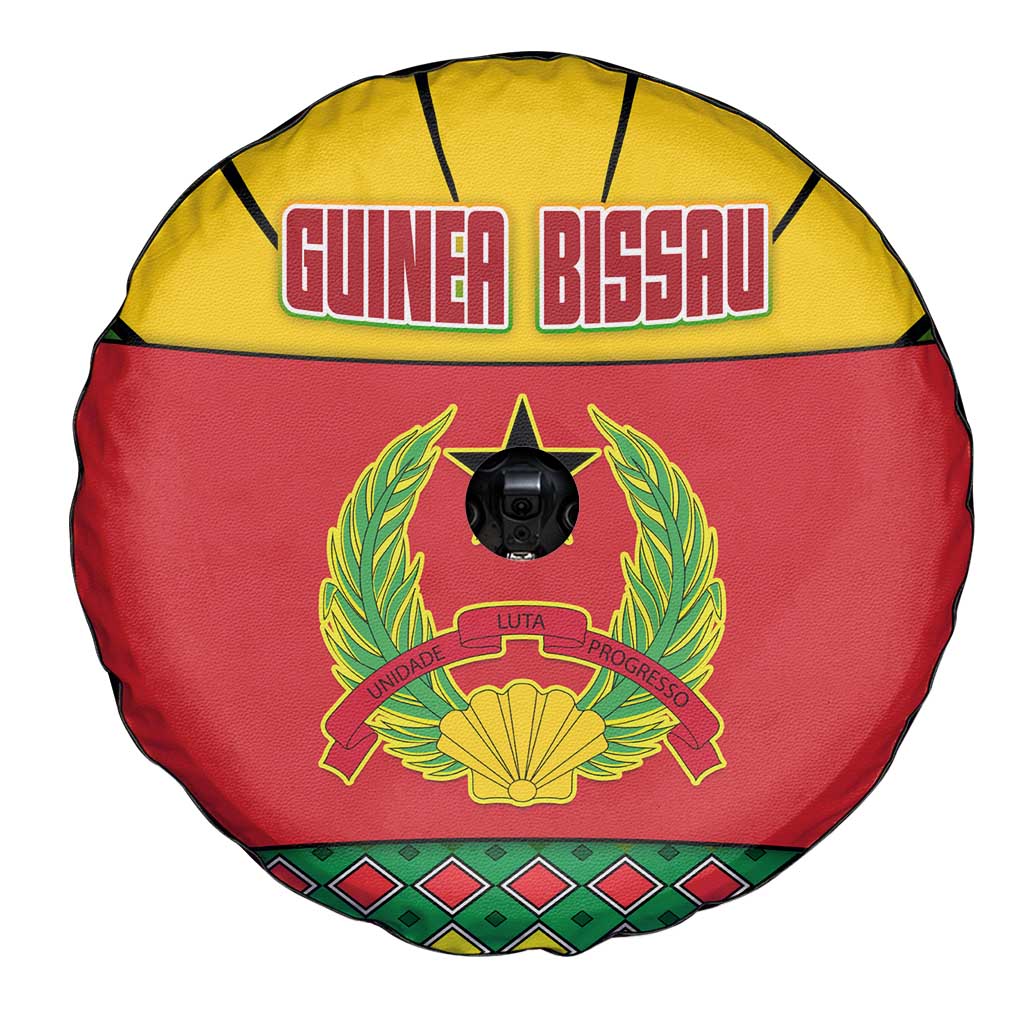 Guinea Bissau Spare Tire Cover with Red Yellow Green Geometric Design TS04