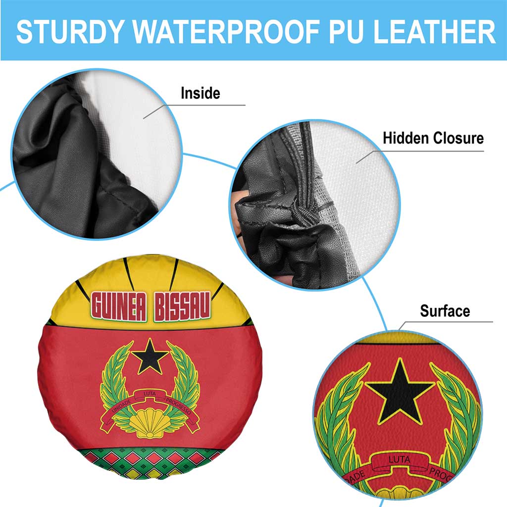 Guinea Bissau Spare Tire Cover with Red Yellow Green Geometric Design TS04