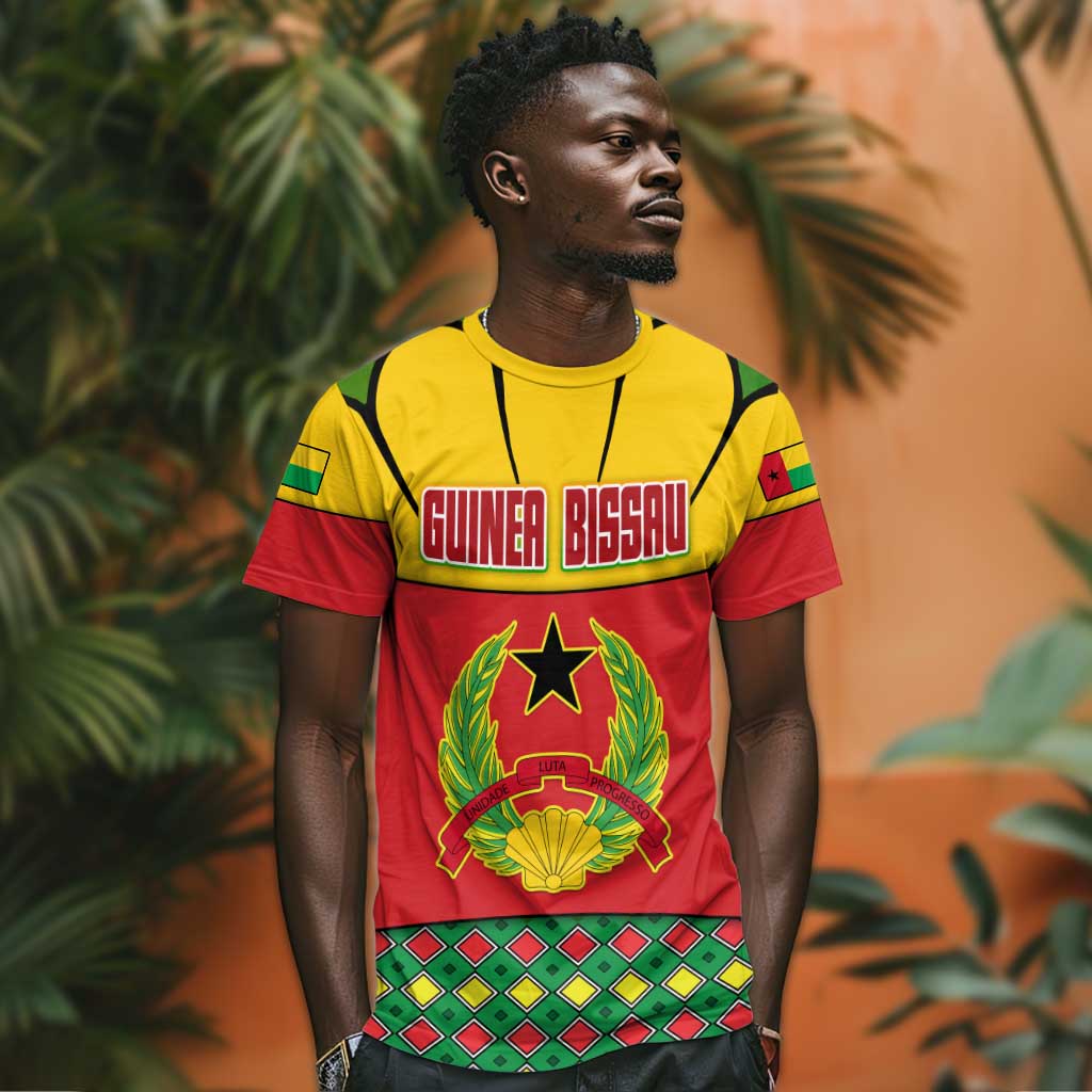 Guinea Bissau T shirt Red Yellow Green Geometric TS04