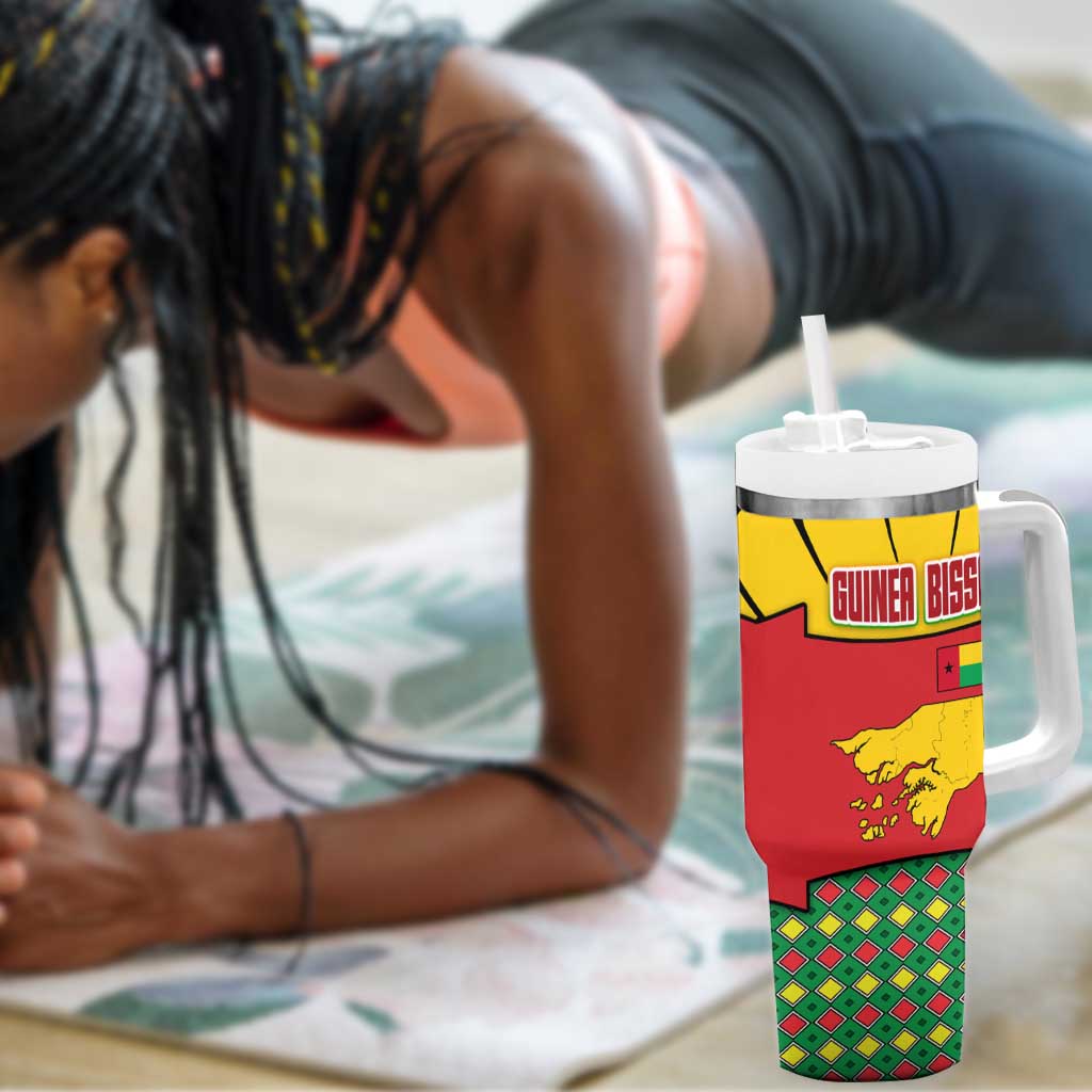 Guinea Bissau Tumbler With Handle Red Yellow Green Geometric TS04