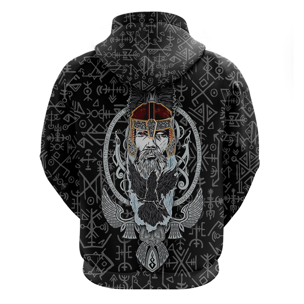 Viking Odin Hoodie The All-Father God in Norse Mythology with Runes Pattern TS04