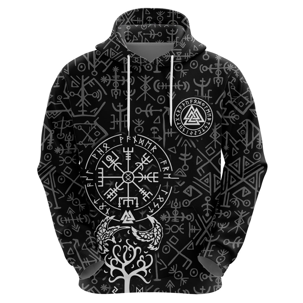 Viking Odin Hoodie The All-Father God in Norse Mythology with Runes Pattern TS04